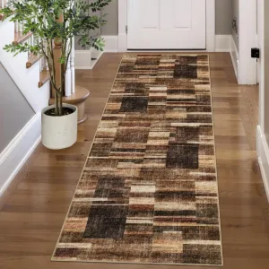 Washable Runner Rug 2x6 Non Slip Kitchen Rug Modern Brown Indoor Entryway Rug Soft Bath Mat Stain Resistant 2'x6' Brown