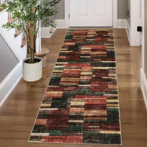 Washable Runner Rug 2'x6' Red Non Slip Kitchen Hallway Rug Soft Stain Resistant Carpet