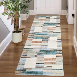 Washable Runner 2x6 Non Slip Kitchen Rugs Modern Geometric Indoor Entryway Rug 2'x6' Multi