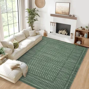 Large Area Rug 10x13 - Modern Geometric, Non-Slip, Washable, Soft Low Pile Polyester - Stain Resistant, Bedroom Living Room Dining