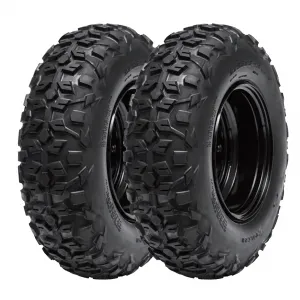 ATV UTV Tire 25x8-12 Set of 2, 6 Ply Tubeless Mud Tires, Sport All Terrain, 12mm Deep Tread, Black