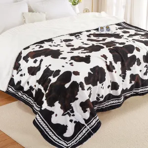 Heated Electric Blanket King Size with LCD Dual Controller, Cow Print Heating Blankets, 10 Heat Levels & 1-12H Time Settings, ETL Certified, Machine Washable, Brown White, 90" x 100"