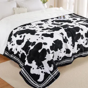 Heated Electric Blanket Queen Size with LCD Dual Controller, Cow Print Heating Blankets, 10 Heat Levels & 1-12H Time Settings, ETL Certified, Machine Washable, Black White, 84" x 90"