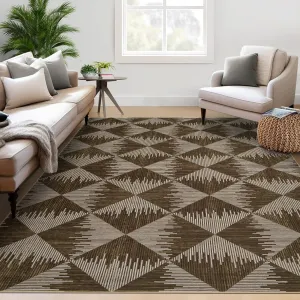 10x13 Large Area Rug Modern Minimalist Neutral Brown Machine Washable Non-Skid Low Pile Carpet for Living Room Bedroom Nursery