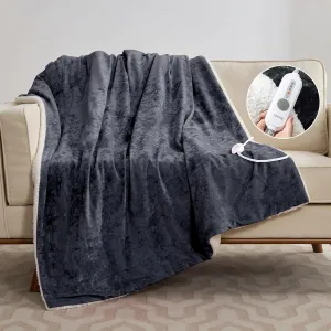 Heated Throw Blanket, 4 Heat Levels & 4H Auto Off, Electric Blanket Throw, Velvet Soft Cozy Heating Blankets Throw, Machine Washable, Over-Heat Protection, ETL Certified, 50" x 60" Grey