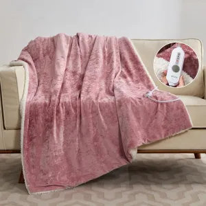 Pink Heated Throw Blanket, Electric Throw Blanket, Velvet Soft Fast Heating Blankets Throw, 4 Heat Levels & 4H Auto Off, Machine Washable, Over-Heat Protection, ETL Certified, 50" x 60"