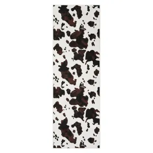Wild Animal Milk Cow Print Washable Decorative Rug Non Slip Rubber Backing Western Room Decor 2x6ft Black Brown Mix