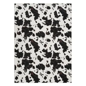 Wild Animal Milk Cow Print Washable Decorative Rug Non Slip Rubber Backing Western Room Decor 10x13ft Black and Tan Mix