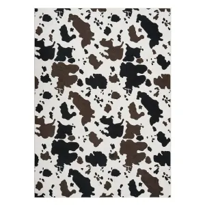 Wild Animal Milk Cow Print Washable Decorative Rug for Bedroom Living Room 8x10ft Brown Black Tan