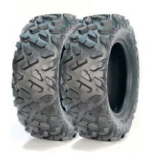 25x10-12 ATV/UTV Tires - 2PCS All-Terrain Off-Road Trail Sand Tires, 16mm Tread Depth, 6PR Tubeless (25x10x12), Black
