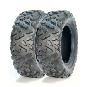 AT25X8-12 ATV Tires 25X8-12 Tubeless All Terrain Trail Sand Off-Road 16mm Tread Depth Black