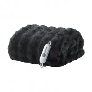 Heated Blanket Queen, Dual Control Faux Fur Electric Blanket with 4 Heat Settings, Soft Bubble Blanket with 8 Hour Auto-Off & Overheat Protection, for Gifts Home Couch or Bed, Dark Grey