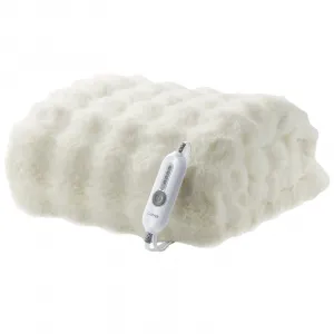 Heated Blanket Throw, 50"x60" Faux Fur Heated Throw with 4 Heat Settings, Soft Bubble Electric Blanket with 4 Hours Auto-Off & Overheat Protection, for Gifts Home Couch or Bed, White