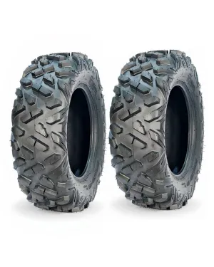 Set of 2 ATV/UTV All-Terrain Tires - 24x8-12 6PR Tubeless Heavy-Duty Off-Road Tires for Mud and Sand, Durable, Black