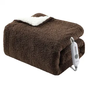 Electric Blanket Heated Throw, Heated Blanket Soft Double Sherpa Super Cozy with 4 Heating Levels & 4 Hours Auto Off, Overheat Protection, Machine Washable, ETL Certification, Brown 50"x60"