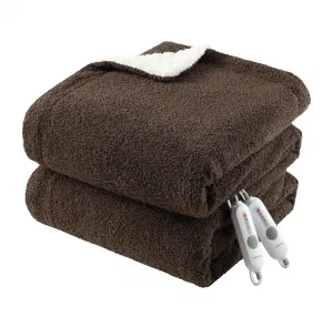 Heated Blanket Queen Size, Electric Blanket Dual Control Soft Double Sherpa with 4 Heating Levels & 10H Auto Off, Over-Heat Protection, Machine Washable, ETL Certification, Brown 84"x90"