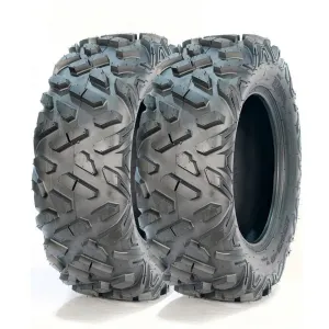 Set of 2 ATV UTV All-Terrain Tires 24x10-12 Heavy Duty Tubeless Off-Road Tires for Mud & Sand, Durable Black