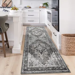 Floral Washable Runner Rug Non Slip Ultra Thin Indoor Carpet