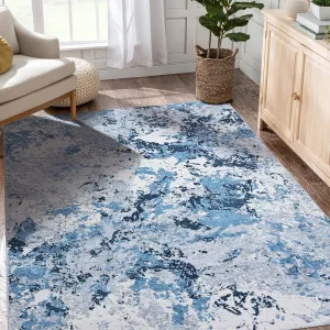 Floral Area Rug Non-Slip Low-Pile Soft Washable Rubber Backing Lightweight Foldable for Living Room Kitchen Bedroom