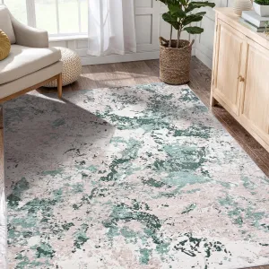 Floral Area Rug Non-Slip Low-Pile Washable Soft Fabric Lightweight Foldable Living Room Kitchen Bedroom