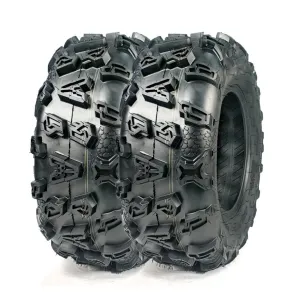 Set of 2 UTV ATV Tires 25x8-12 Heavy Duty 4-Ply Rated All Terrain Tires for Mud Gravel Dirt, Black