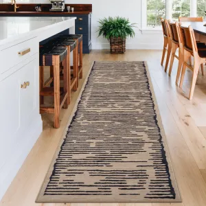Runner Rug 2x6 Brown Modern Stripe Carpet Machine Washable Soft Non Slip Low Pile for Hallway Entryway Laundry Room