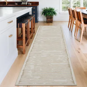 Runner Rug 2x6 Modern Stripe Carpet for Hallway Beige Soft Non Slip Low Pile Machine Washable