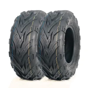 Set Of 2 All Terrain ATV Tires 22X10-10 4PR Tubeless For Off-Road Adventures, Durable Black