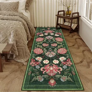 Floral Kitchen Rug 2x6 Botanical Print Non-Slip Stain Resistant Low Pile Washable Soft Hypoallergenic for Entryway Bathroom