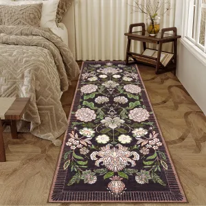 Indoor Washable Low Pile Runner Rug Modern Printed Soft Non-Slip Carpet Foldable Portable 2x6ft Purple Living Room Bedroom