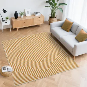 Washable Rugs Soft Striped Print Non-Slip Indoor Carpet 5x7 Orange for Living Room Bedroom Nursery