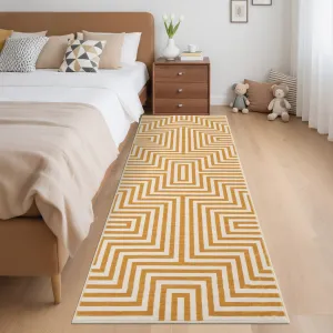 Modern Area Rug 2x6 Orange Stain Resistant Washable Runner for Living Room Hallway