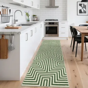 Modern Area Rug 2x6 Green Stain Resistant Washable Runner for Hallway and Living Room