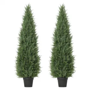 2 PCS 4ft Artificial Cedar Topiary Trees in UV Resistant Design with Weighted Base for Porch, Patio, Wedding