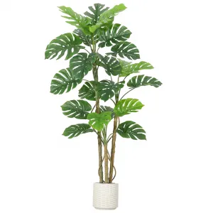 6ft Artificial Monstera Deliciosa Plant, Lifelike Fake Tropical Palm Tree with Bendable Stems & Ceramic Pot, Indoor Outdoor UV Resistant for Home Decor