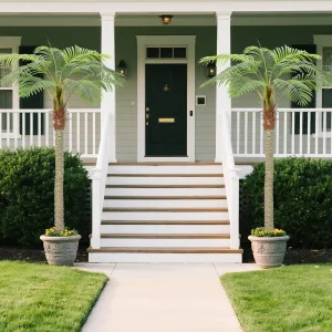 2 PCS 7ft Artificial Palm Trees in UV Resistant Design with Realistic PE Leaves for Indoor Outdoor