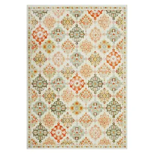 Boho Floral Checkerboard Washable Area Rug Non-Slip Accent Carpet for Bedroom Living Room Kitchen Office Orange 9x12Ft