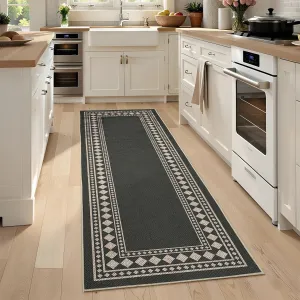 Jute Runner Rug 2x6 Washable Non-Slip Indoor Outdoor Floor Mats Black