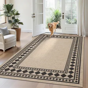 Indoor Room Decor Washable Low Pile Non Slip Foldable Area Rug for Living Room Bedroom Office 5x7 ft