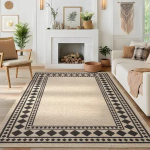 Modern 8x10 Area Rug Soft Printed Thin Carpet for Home Decor and Living Room