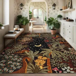 Jungle Animal Print Area Rug 10x13 Non-Slip Stain Resistant Soft Durable Polyester Botanical Design Indoor Living Room Bedroom