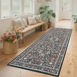 Home Decor Bedroom Area Rug Printed Black Thin 2x6 Stain Resistant Hallway Runner Rug