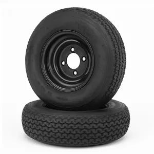 4.80-8 Trailer Tires with Rims, 2 Pack, Load Range C 6PLY, 8"x3.75" Black Wheels 4 Lug on 4", Max Load 590 LBS @ 60 PSI, Reinforced Nylon Construction for Utility, Cargo & Boat Trailers