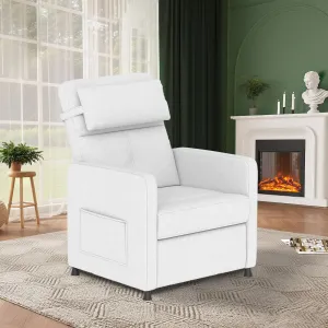 Power Recliner Chair for Adults, Electric Recliner Adjustable Backrest & Footrest, Ergonomic Overstuffed 1.5X Sponge Padding Durable Frame USB Port Living Room Home Theater, White