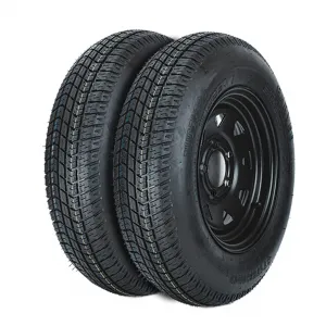 2-Pack ST175/80D13 Trailer Tires on 13" Rims, 5 Lug 4.5" PCD, Load Range C 6PR, Black Trailer Wheels