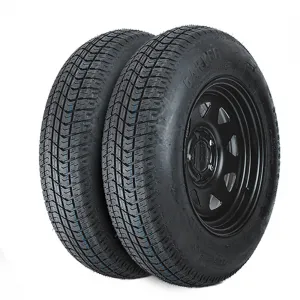 2-Pack Trailer Tire On Rim ST205/75D15 15In Black 5 Lug 4.5" PCD Load Range C