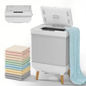 35L Collapsible Electric Towel Warmer Bucket - Dual Heating & Drying Modes, LED Display, Timer, Auto Shut-Off - Portable for Bathroom, Spa, Travel, Home - High Temperature Silver Paste Cloth, Support Feet