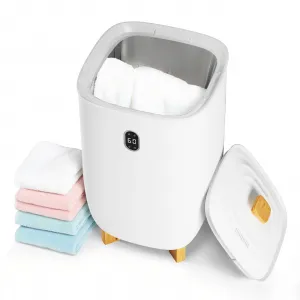 35L Electric Towel Warmer Bucket for Bathroom, Portable Heated Towel & Blanket Dryer - LED Display, Dual Heating & Drying Modes, Timer, Auto Shut-Off - E 1672 35L Air Heat Towel Drying Bucket White ABS