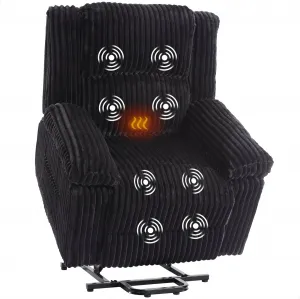 Power Lift Recliner Chair - Heat and Massage, Electric Lift Plush Recliner with Soft Padded Seat, Back Support & Armrests , Designed for the Elderly and People with Mobility Impaired, Black