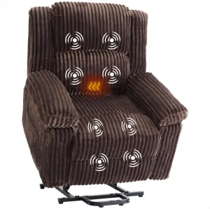 Power Lift Recliner Chair - Heat and Massage, Electric Lift Plush Recliner with Soft Padded Seat, Back Support & Armrests , Designed for the Elderly and People with Mobility Impaired, Brown